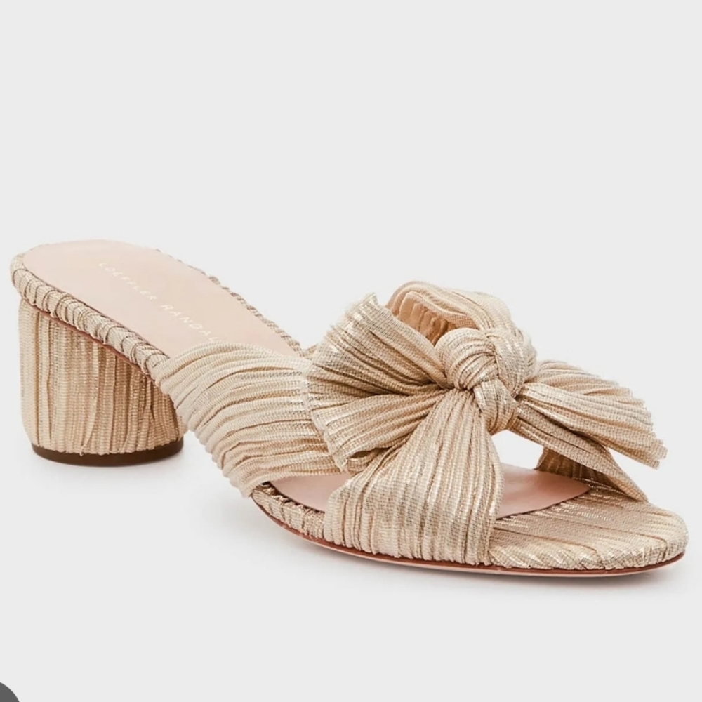 Loeffler Randall Emilia Pleated Knot Mule - Platinum - 6.5
